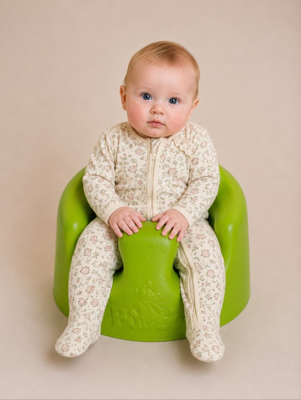 Baby Girls Cream Floral Ruffle Footed One-Piece